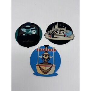 Disney Parks Jarrod Maruyama Set Of 3 Drink Coasters Haunted Mansion Space Mtn